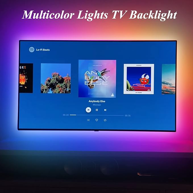 USB Powered LED Strip Light Rainbow TV Backlight 9.8FT/3M RGB Chasing Led Lights Waterproof USB Lights Strip with RF Remote TV/PC Background Bias Lighting Cuttable Strip Lights for DIY Decoration