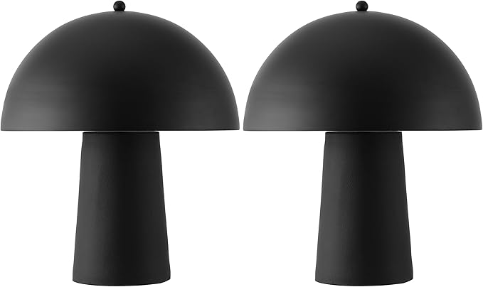 SAFAVIEH Lighting Collection - Serra Black Resin Mushroom Table Lamp Set of 2, 18" Modern Decorative Accent Lights, E26 Bulb Compatible (TBL4634A-SET2)
