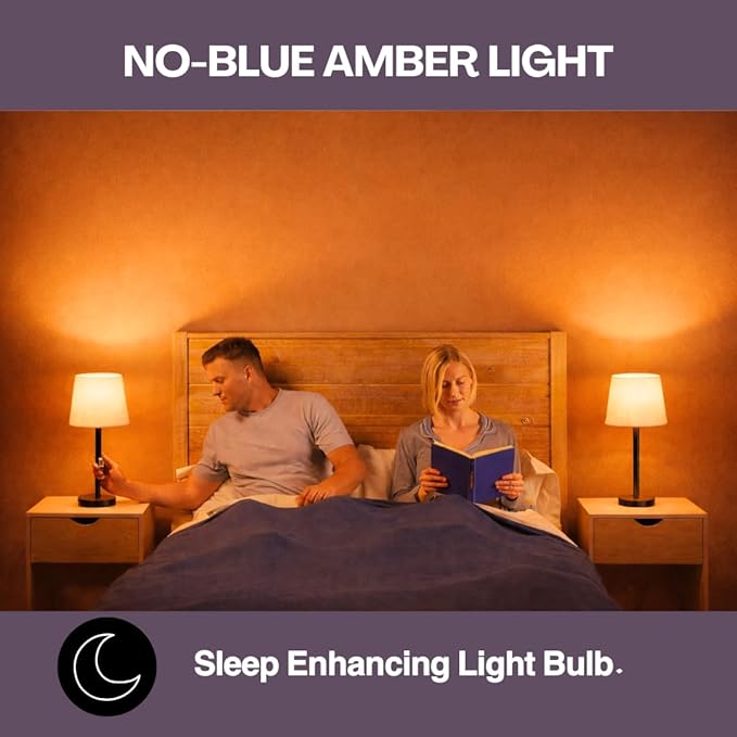 Norb Everyday Sleep Light Bulb - No Blue, Amber LED, 2000K Nighttime Lighting for Bedroom, Dimmable A19 Bulb Promotes Natural Melatonin & Circadian Rhythm for Babies, Kids, Adults, 6W (2-Pack)