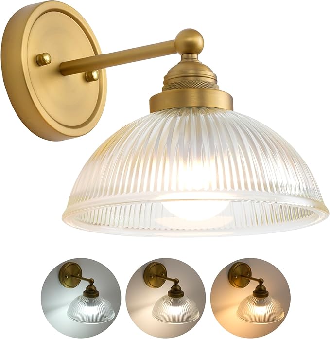 HEQIQEH Rechargeable Battery Operated Industrial Wall Sconce with Remote Control, Clear Striped Glass Shade Wall Lamp, Modern Dimmable Indoor Wall Mount Light for Bedroom Living Room Restaurant