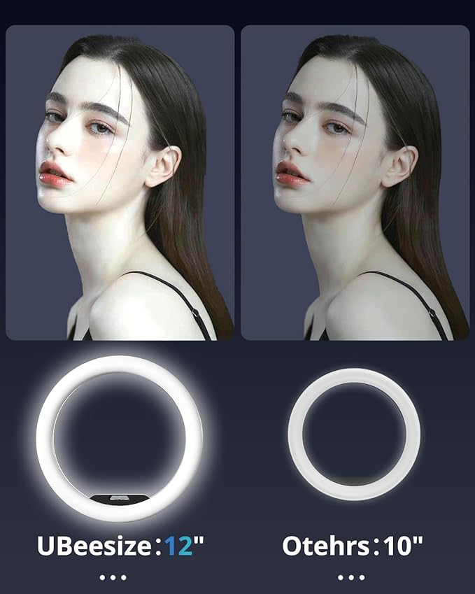 UBeesize 12" Ring Light Tripod for iPhone with Overhead Phone Mount Holder, Desk Ring Lights with Stand and Camera Mounts for Photography/Live Streaming/TikTok/YouTube Content Creation