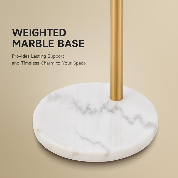 CO-Z 69" Modern Arc Floor Lamp, Gold Standing Light with Adjustable Metal Shade and Marble Base, LED Bulb Included, Contemporary Lighting for Living Room or Sofa