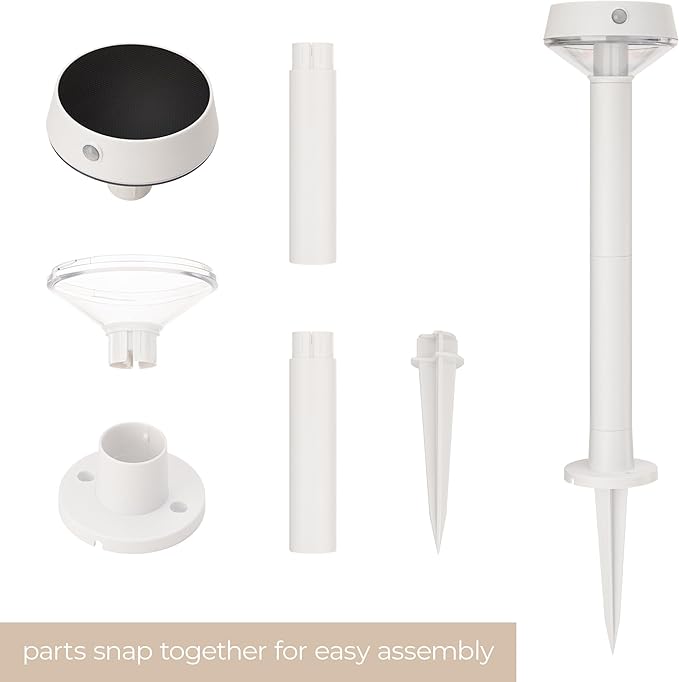 EcoPath Solar Collection LED Landscape Path Light or Fence Post Light with Linkable IR Motion Sensor and Daylight Sensor 80 Lumens 8 Hours on Full Charge 3000K in White (Pack of 2)