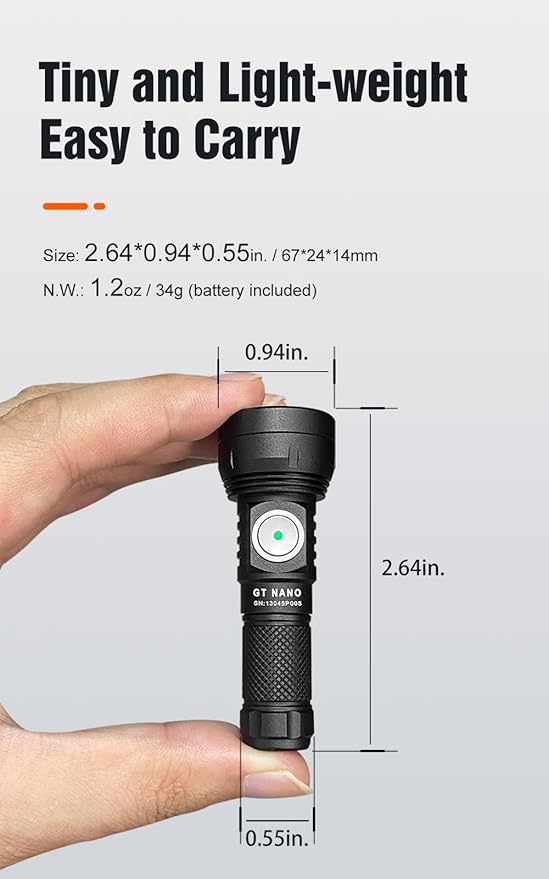 LUMINTOP GT Nano Pro Keychain Flashlight 1600 Lumens Mini Flashlight 152 Meters Beam Distance, Rechargeable Battery (Black)