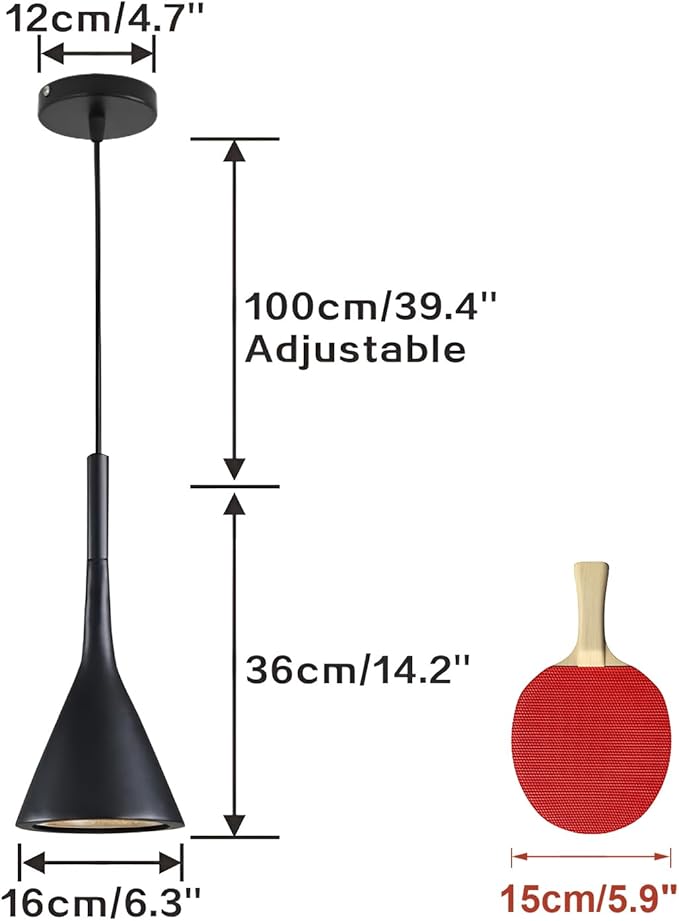 KCO Lighting Industrial Adjustable Pendant Light Black Vintage 3 Light Hanging Modern Farmhouse Mini Ceiling Pendant Light for Kitchen Island Restaurant Bar (Black & 3-Pack)