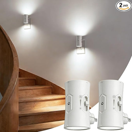 Night Light, LED Night Lights Plug into Wall, [2 Pack] White 0-100LM Adjustable Brightness Light Sensor Plug in Night Light for Hallway, Bathroom,Adult