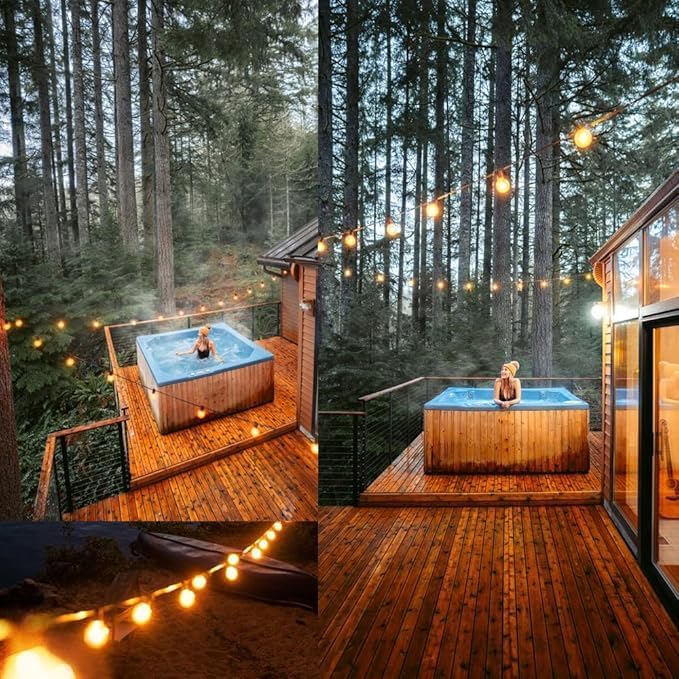 Outdoor String Lights 60ft LED Hanging Globe Patio Lights with G40 Shatterproof Bulbs(20+2 Bulbs), Waterproof Connectable Hanging Light for Indoor Outdoor Decor Garden Camping Backyard Porch