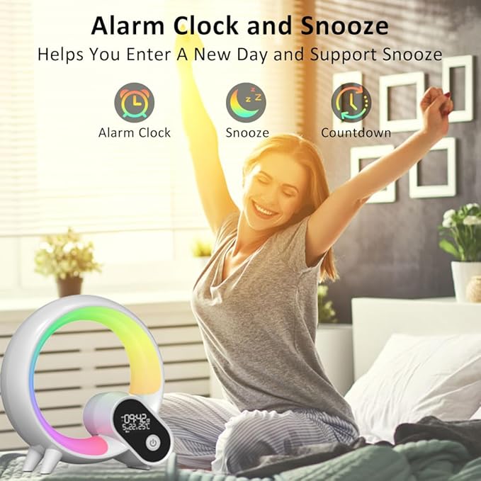 Wake Up Light, Smart Sunrise Alarm Clock for Kids Baby Sound Machine with 15 Soothing Sounds Bluetooth Speaker Night Light with Snooze,Timer, App, Remote Control Bedside Lamp for Bedroom Gifts