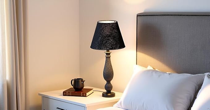 Aspen Creative 56019, Empire Uno Lamp Shade in Black, 5" Top x 9" Bottom x 7" Slant Height, Slip UNO 33mm