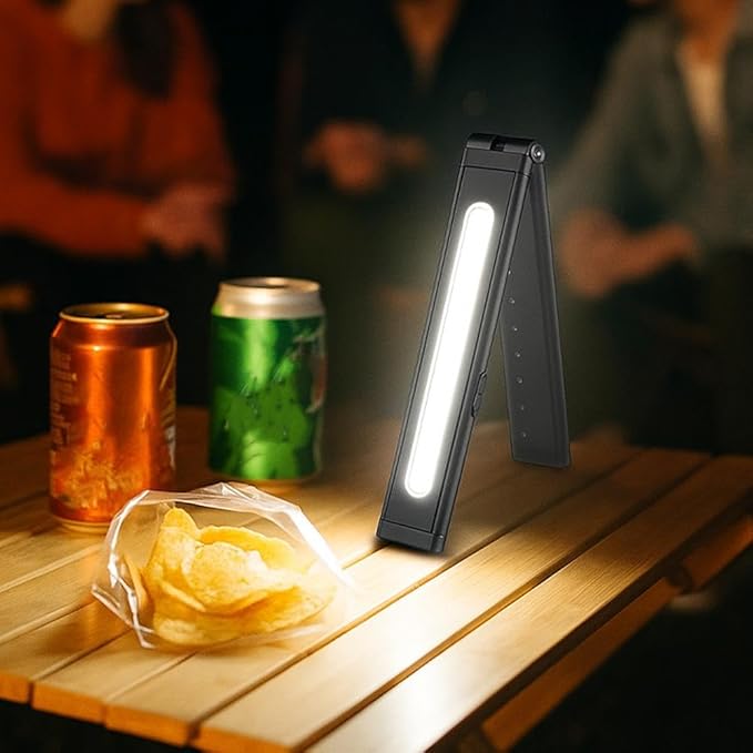 Ultra-Thin Foldable EDC Flashlight, Compact Multi-Mode Pocket LED Flashlight, USB-C Rechargeable, IPX4, Dual Material, Red/Blue Strobe