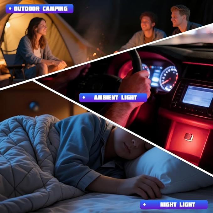 4PCS Car Interior USB LED Light, Portable Plug-in Bright Vehicle Atmosphere Decor Lamp, Small Automotive Inside Decoration Ambient Night Light Kit, Universal for SUV Van Truck (Red)