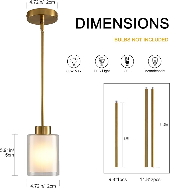 Modern Black Farmhouse Pendant Light with Glass Shade,Industrial Pendant Lighting, Adjustable Hanging Light Fixtures, Farmhouse Pendant Lighting