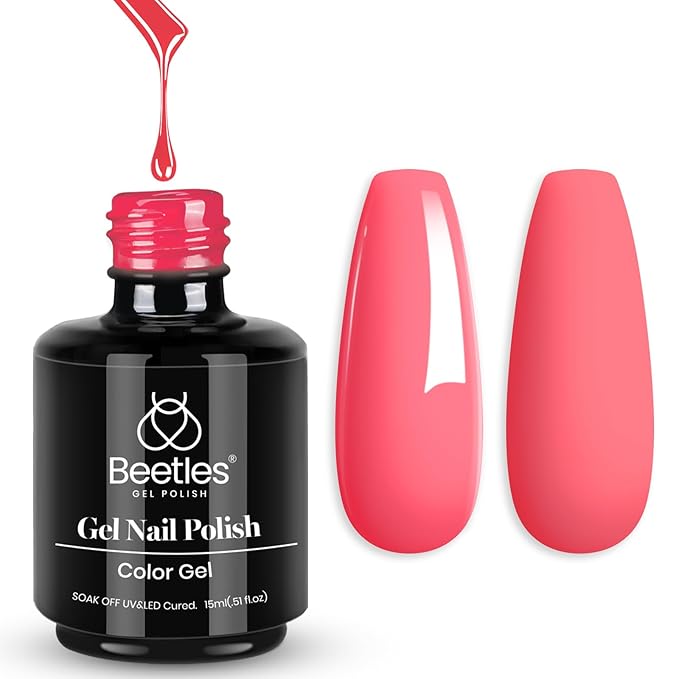 Beetles Pink Gel Polish - Strawberry Cocktail 15ML/0.51Fl Oz, Light Pink Gel Nail Polish, Soak Off UV LED Lamp Nail Art, Long-Lasting Manicure Salon DIY Home Spring Nails - Gifts for Her