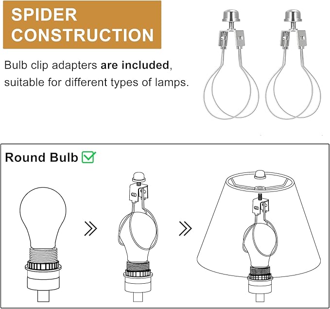 Small Rattan Lamp Shades Set of 2, Boho Lamp Shades for Table Lamps, 5.5" Top x 10" Bottom x 6.6" High, Wicker Lampshade Replacement for Bedroom, Hand Woven, Spider, Bulb Clip Adapters Included