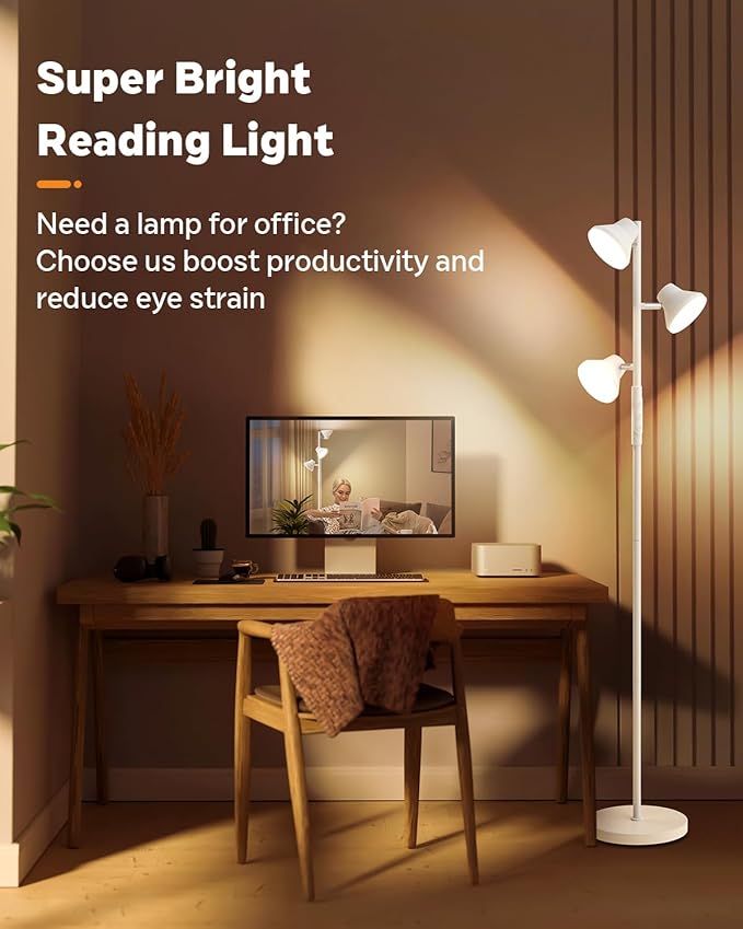LED Floor Lamp, 36W Modern Floor Lamp with Remote & Touch Control, 4 Color Temperatures, Standing Lamp with 3 Rotatable Lights, Floor Lamps for Living Room, Bedroom, Office