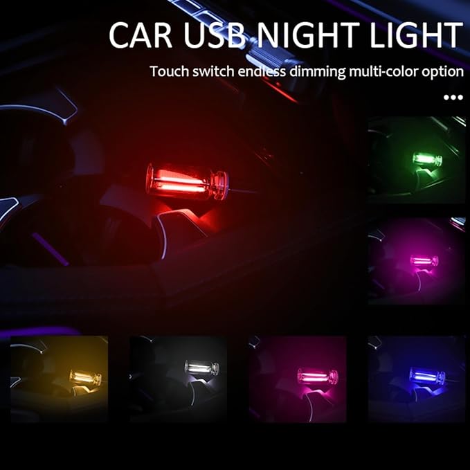Car USB Night Light Bulb, Glass Bottle Light Touch Adjustable LED USB Lamp, Car Interior Ambient Light, for Camping, Holiday Decoration, Party, Bedroom,Plug and Play Blue