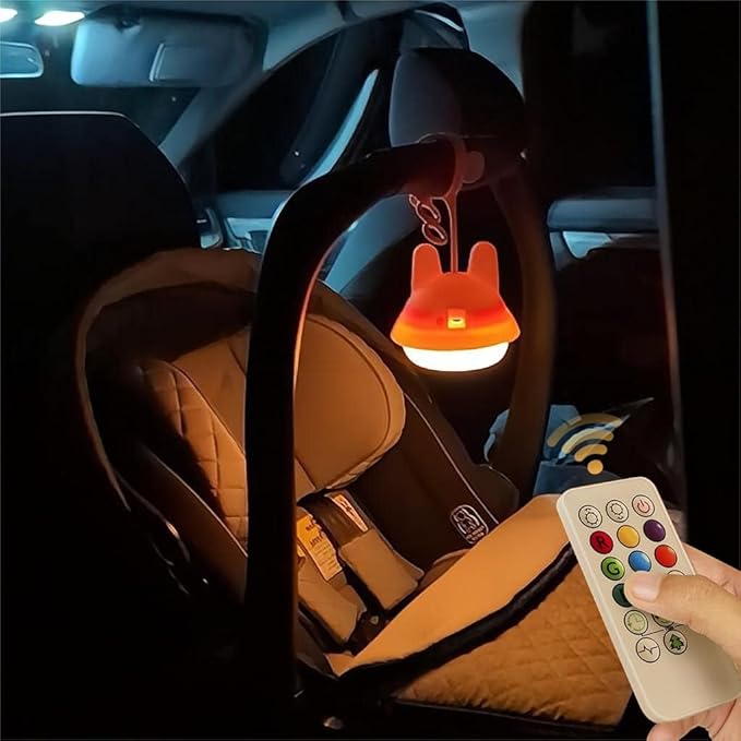 ShaArkMango Baby Car Seat Night Light, 9 Color Changing Dimmable LED Nursery Light, USB Rechargeable BPA-Free Silicone Portable Light for Stroller Camping Baby Shower