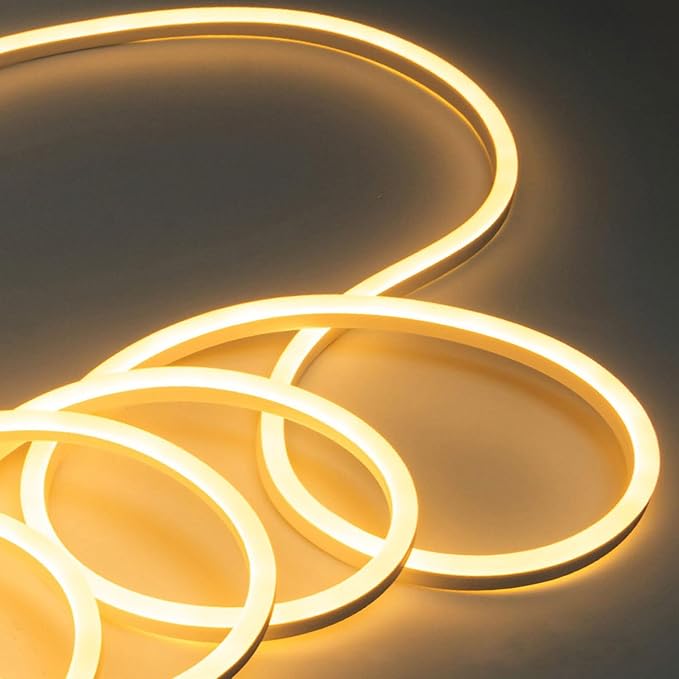 LED Neon Strip Lights, Warm White 3500K AC 110V-130V Super Bright Rope Light Sign String 200000LM Waterproof IP68 for Outdoor Indoor Commercial Lighting Decor(328ft)