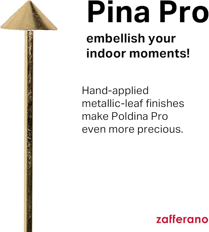 Zafferano, Pina Pro Lamp with Gold Leaf, Rechargeable Cordless Table Lamp with Touch Controls, Usable as an Indoor Lamp, Dimmer, 2200-3000 K, Height 11.4 Inches