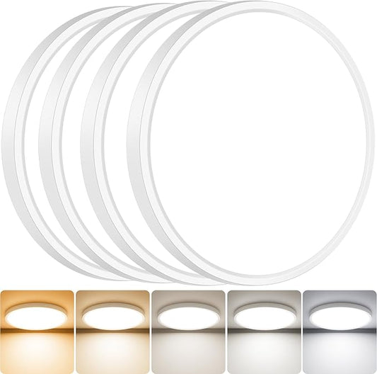 slochi 4Pack LED Flush Mount Ceiling Light Fixture, 9 Inch 18W, 2200LM, Super Slim 0.7 Inch, 3000K-6500K Adjustable Low Profile LED Ceiling Lights for Bathroom, Closet, Hallway(White)