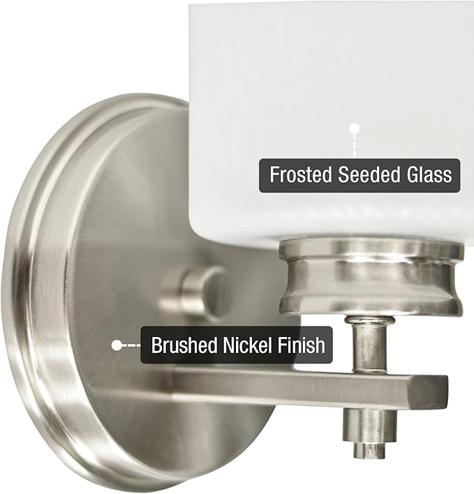 Kira Home Phoebe 8" Modern Wall Sconce/Vanity Light + Frosted Seeded Glass Shade, Brushed Nickel Finish