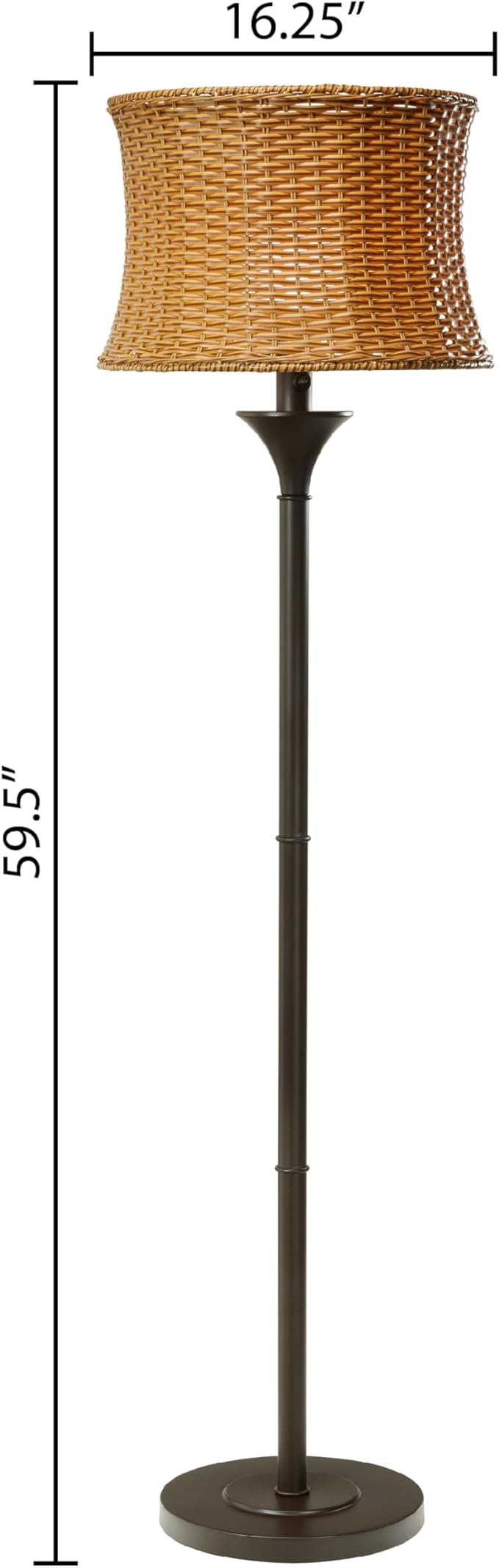 RIVER OF GOODS 59.5" H Indoor/Outdoor Floor Lamp - Basketweave Standing Floor Lamp for Living Room, Bedroom, Patio - Coastal Style Floor Lamps - Tan