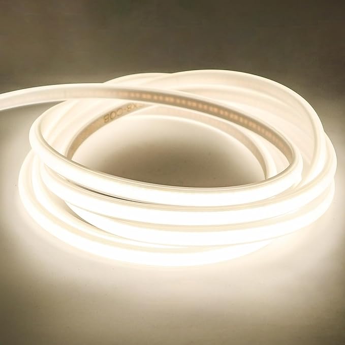 LED Strip Lights 16.4 ft AC 110V Outdoor Rope Lights Waterproof IP65 LED Cuttable Strip Lighting Super Bright 320LEDs 4000K White LED Lights for Bedroom Kitchen Under Cabinet Lighting