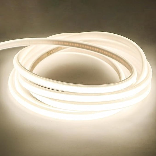 LED Strip Lights 16.4 ft AC 110V Outdoor Rope Lights Waterproof IP65 LED Cuttable Strip Lighting Super Bright 320LEDs 4000K White LED Lights for Bedroom Kitchen Under Cabinet Lighting