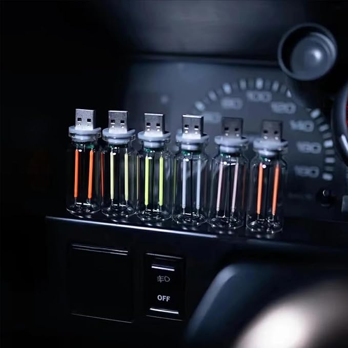 USB Night Light, Ambient Lighting car Led Light, led Light Bulb with Flexible Neck Plug in USB Automotive Night Light,for Car (Blue)