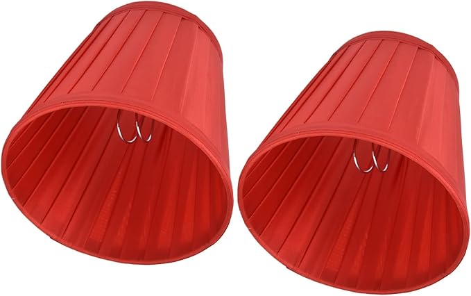 Small Lamp Shades Set of 2, 3.6x5.6x5.1 Inches Pleated Fabric Sconce Lampshades Modern Clip On Chandelier Shades Cover for E14 Bulb, Table Lamps, Floor Lamps (Red)