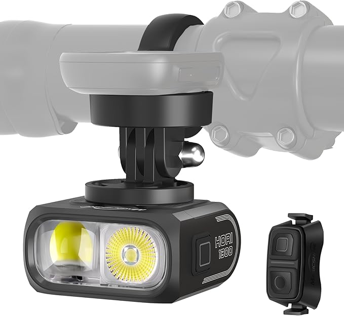 Magicshine HORI1300S Bike Headlight, Compatible with Garmin/Wahoo, 1300 Lumens High & Low Beam Front Light, USB-C Rechargeable, IPX6 Waterproof for Night Riding and Urban Cycling