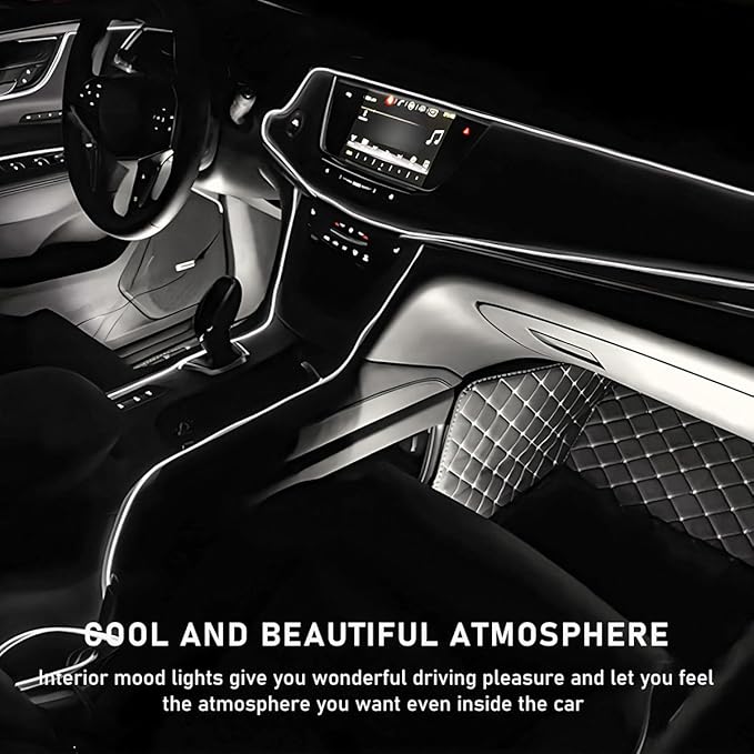 Car LED Strip Light, 24 LED RGB Auto Interior Atmosphere Lights, USB Vehicle Under Dash Ambient Night Light Strip, Interior Decorative Lamp Lighting Kit Car Accessories (White)