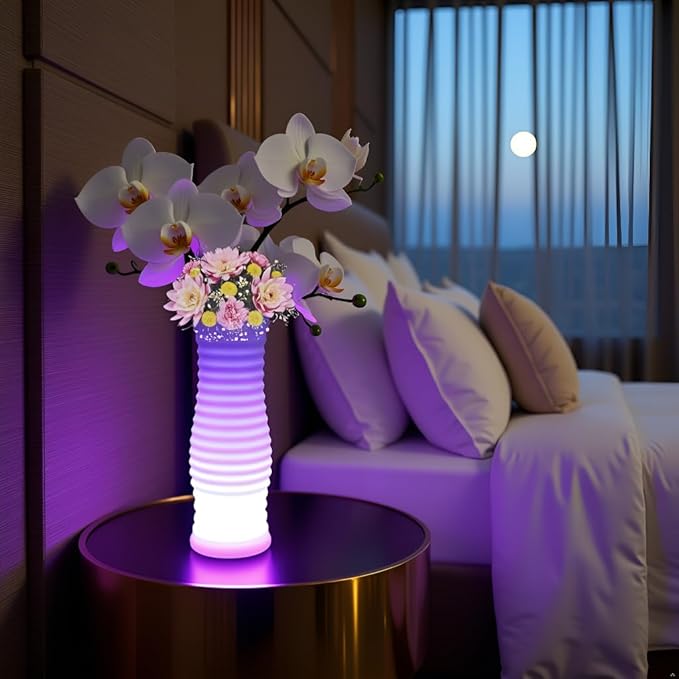 LED Vase Night Light, 20-in Rechargeable LED Planter Light, 16 Colors & 4 Modes Cordless Flower Pot with Remote, Waterproof & Sturdy Floor Mood Lamp for Living Room Bedroom Yard Wedding Party Decor