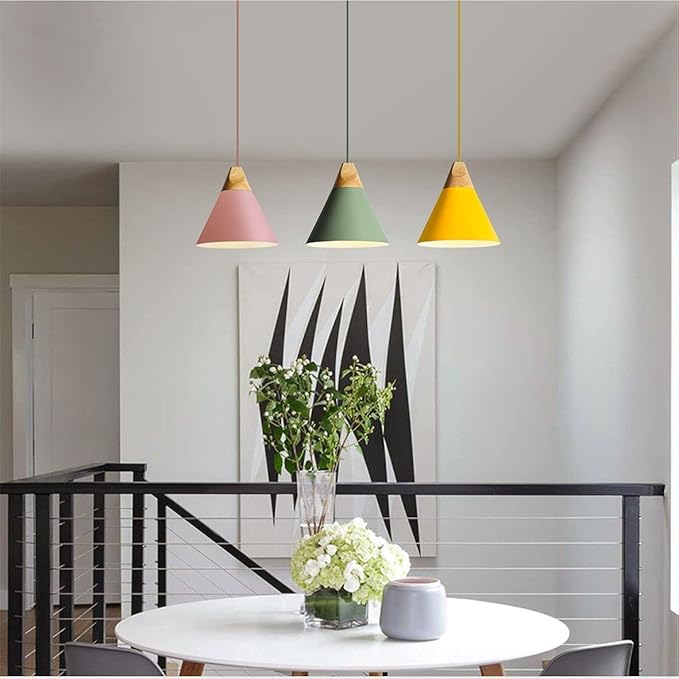 KCO Lighting Cone Pendant Lights Kitchen Island Small Pendant Light 3 Pack Barn Hanging Lights Indoor Nordic Pendant Lighting Pink Pendant Light Fixture