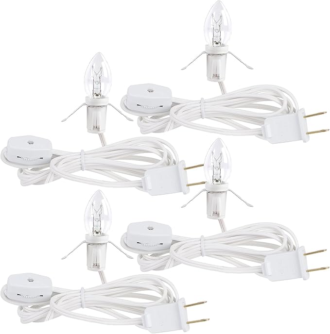 WATERGLIDE 4 Pack Accessory Cord with Clear Bulb, 6 FT UL Listed Replacement Lamp Cord with ON/Off Switch, Perfect for Christmas Village House, Craft Projects, Halloween Holiday Decoration