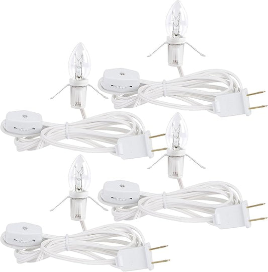 WATERGLIDE 4 Pack Accessory Cord with Clear Bulb, 6 FT UL Listed Replacement Lamp Cord with ON/Off Switch, Perfect for Christmas Village House, Craft Projects, Halloween Holiday Decoration