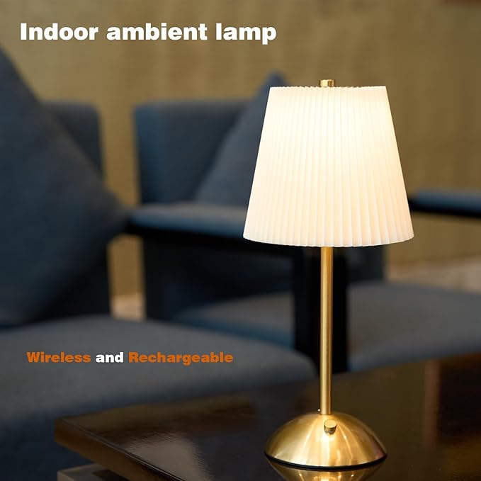 2-Pack Cordless Rechargeable Table Lamp 3-Color Dimmable Touch Control, 3000mAh Battery Operated Portable Light Beige Fabric Shade for Bedroom, Living Room, Office, Nursery, Bathroom
