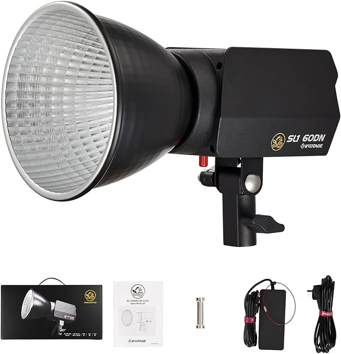 IFOOTAGE SL1 60DN LED Video Light,70W Bowens Mount Light,5600k Daylight,8 Light Effects,APP Control,for Video Recording,Wedding,Outdoor Shooting
