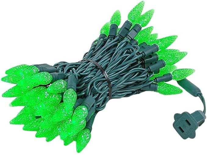 Novelty Lights 24FT 70 LED C6 Christmas String Lights, Outdoor Commercial Grade Tree Decorations, Permanent LED Lights (Green)