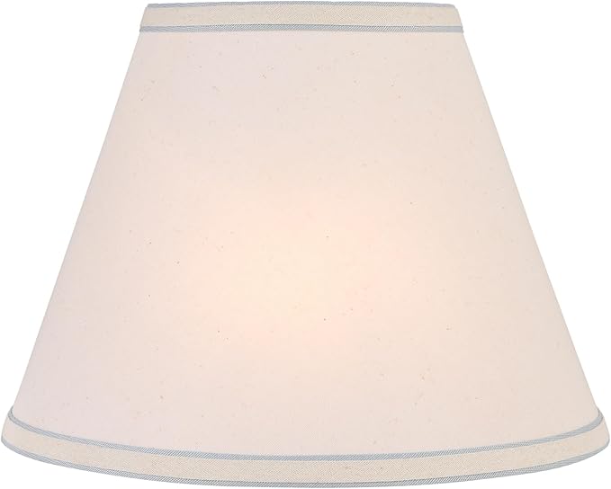 Aspen Creative 58881A Transitional Empire Shape Uno Construction Lamp Shade in Ivory Powder with Blue Trim, 6" Top x 12" Bottom x 9" Slant Height