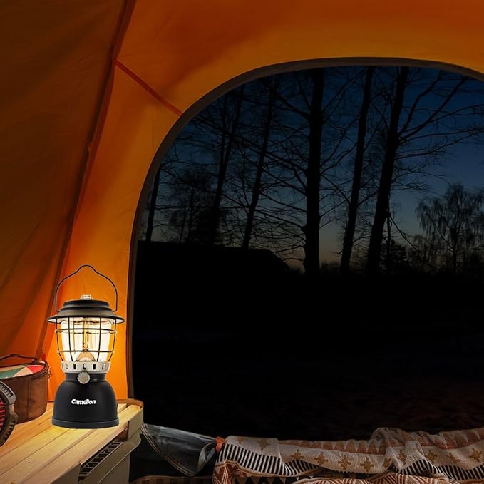 Rechargeable Retro LED Lantern, 800LM, Stepless Dimming, Omni-Directional Light Distribution, 4400mAh Power Bank, 2 Color Temperatures, IPX5 Water Resistant, Power Outages, Emergencies, USB Cable