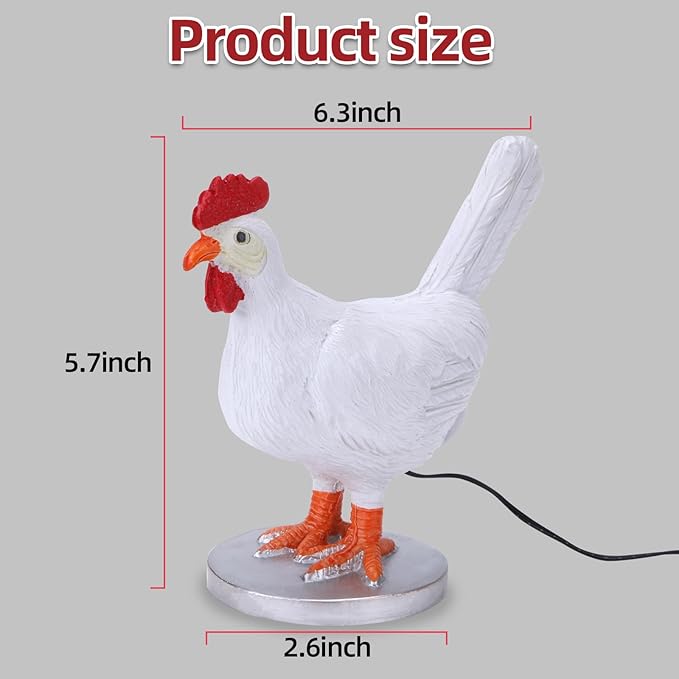 Chicken Egg LED Night Light, Lifelike Resin Chicken Table Lamp with USB, Warm Light Easter Christmas Birthday Gift