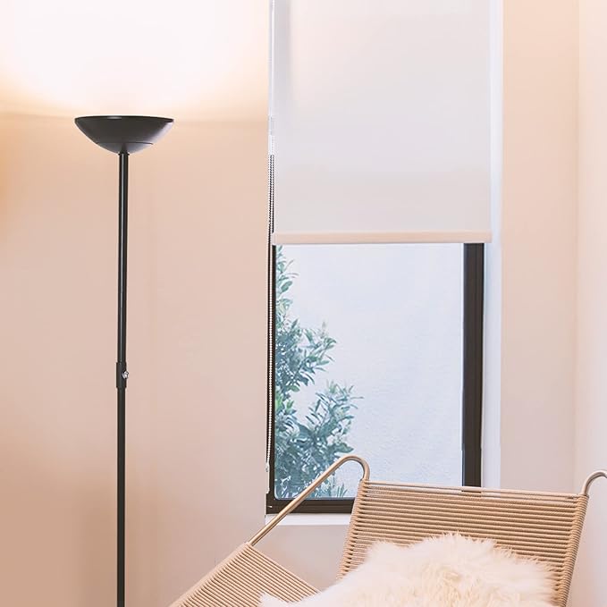 Brightech SkyLite LED Floor lamp, Torchiere Super Bright Floor Lamp for Living Rooms & Offices - 3 Way Dimmable Tall Torch Lamp, High Lumen Standing Pole Lamp for Bedroom Reading - Black