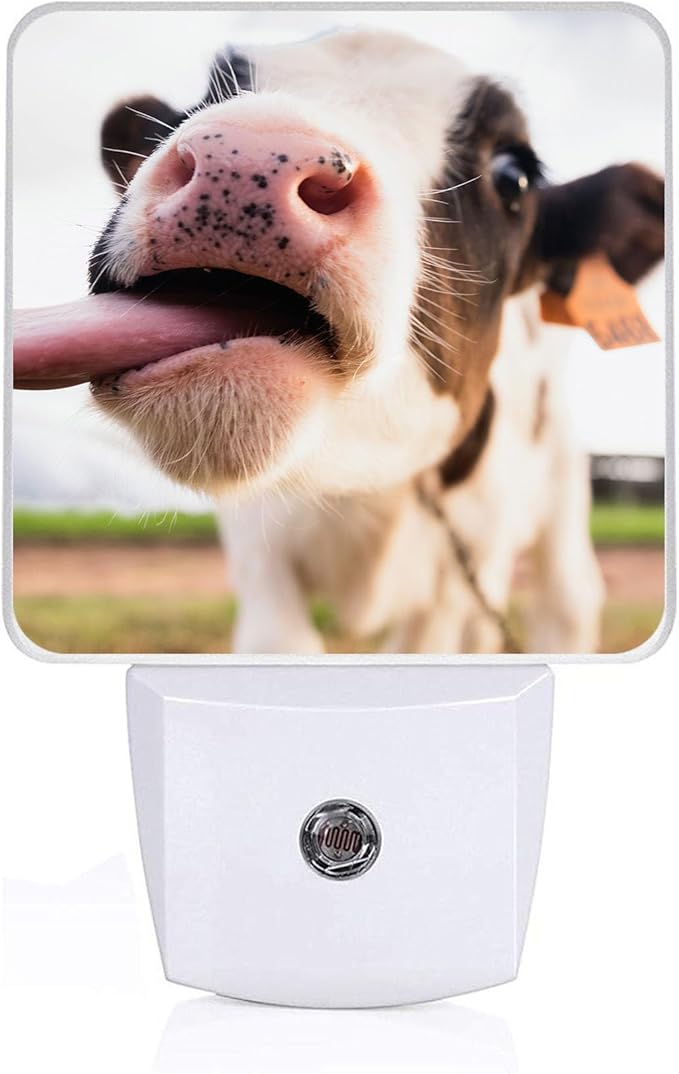 Cute Cow Night Light, Plug-into Wall Farmhouse Animals Nightlight Lamp with Dusk to Dawn Sensor, Led Lamp 0.5W Energy Efficient for Boys Girls Adults Home Decor