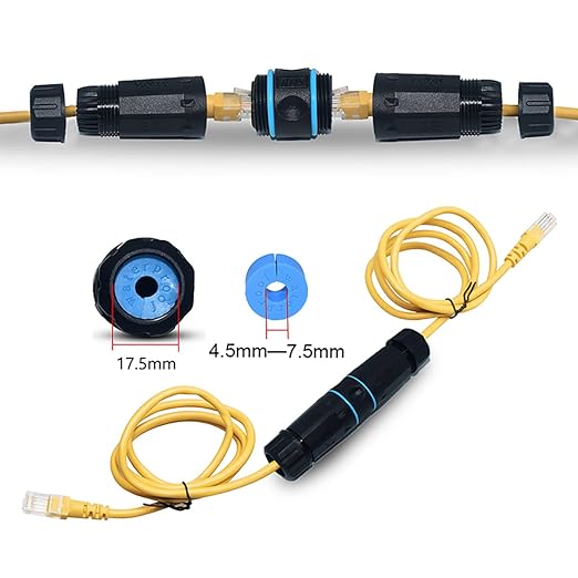 IP68 Waterproof RJ45 Coupler Shielded Pure Copper Ethernet Coupler - Outdoor LAN Cable Connector for Cat5/ Cat5e/Cat6/Cat7/Cat8 Ethernet Cable (Black 5 PCS Female)