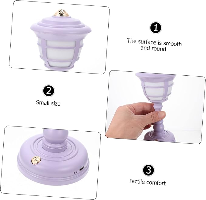NUOBESTY Vintage USB Rechargeable Table Lamp with Level Dimming Retro Nightstand Light for Bedroom Compact Decorative Household Lantern Creative Ambient Lighting for Home Office