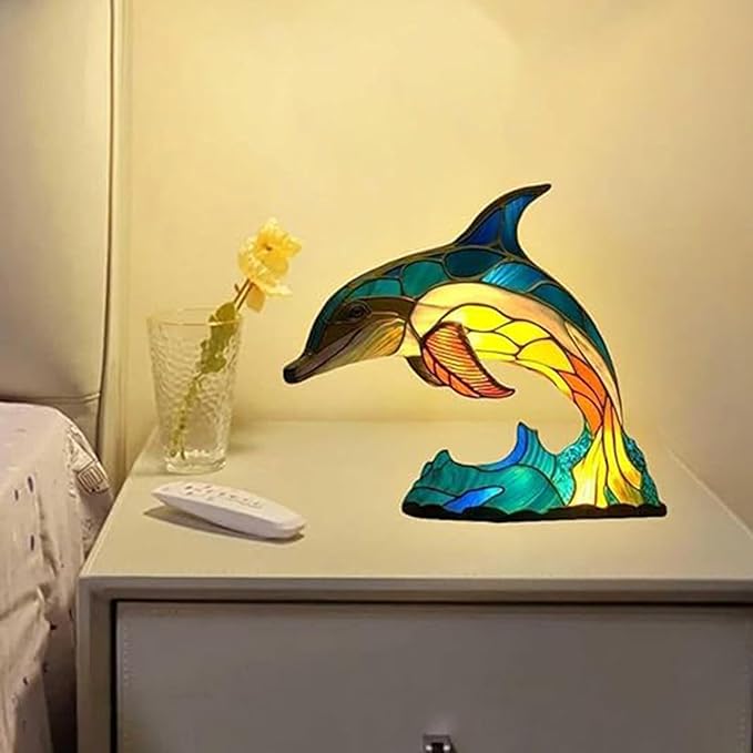 Vintage Animal Night Light Home Decor,Bohemian Resin Decorative Bedside Lamp,Retro Painting Table Lamp Nightlight for Bedroom Decoration, Party Decor,Gift for Animal Lovers,Friends and Familys 5.91In