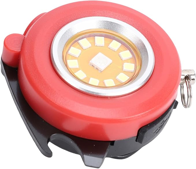 Alomejor Keychain Flashlight, Aluminum Alloy Mini RGB Work Light with Rechargeable Battery, Perfect for Camping and Car Repair (Red)