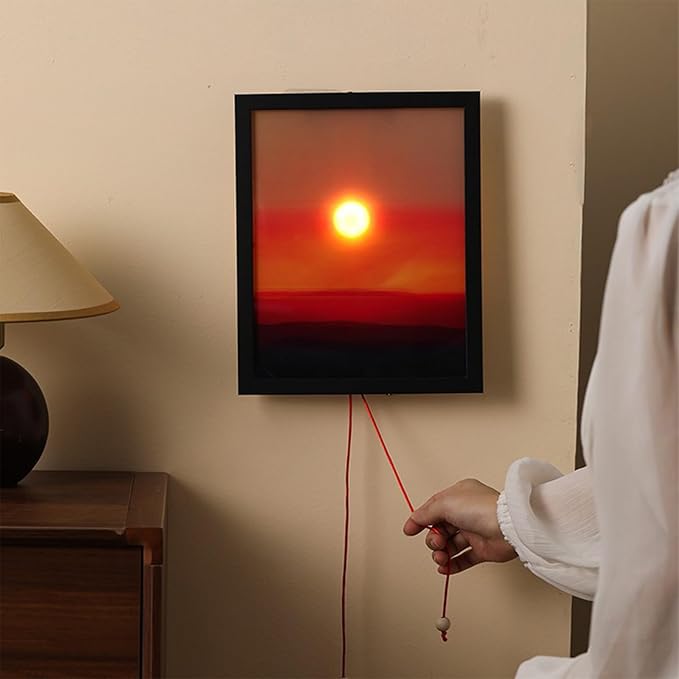 Sunset Projection Lamp, Adjustable Wall Projection Light Dual-Pull Rope Controlled Lamp Fashion Lights Sunrises Lamps for Home Living Room Bedroom Wall Decor