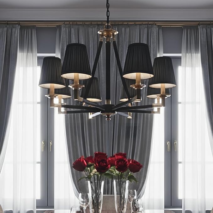 Royal Designs, Inc. CS-1055-5BLK-6 Designer Mushroom Pleat Empire Chandelier Lamp Shade, 3 x 5 x 4.5, Black, 6-Pack